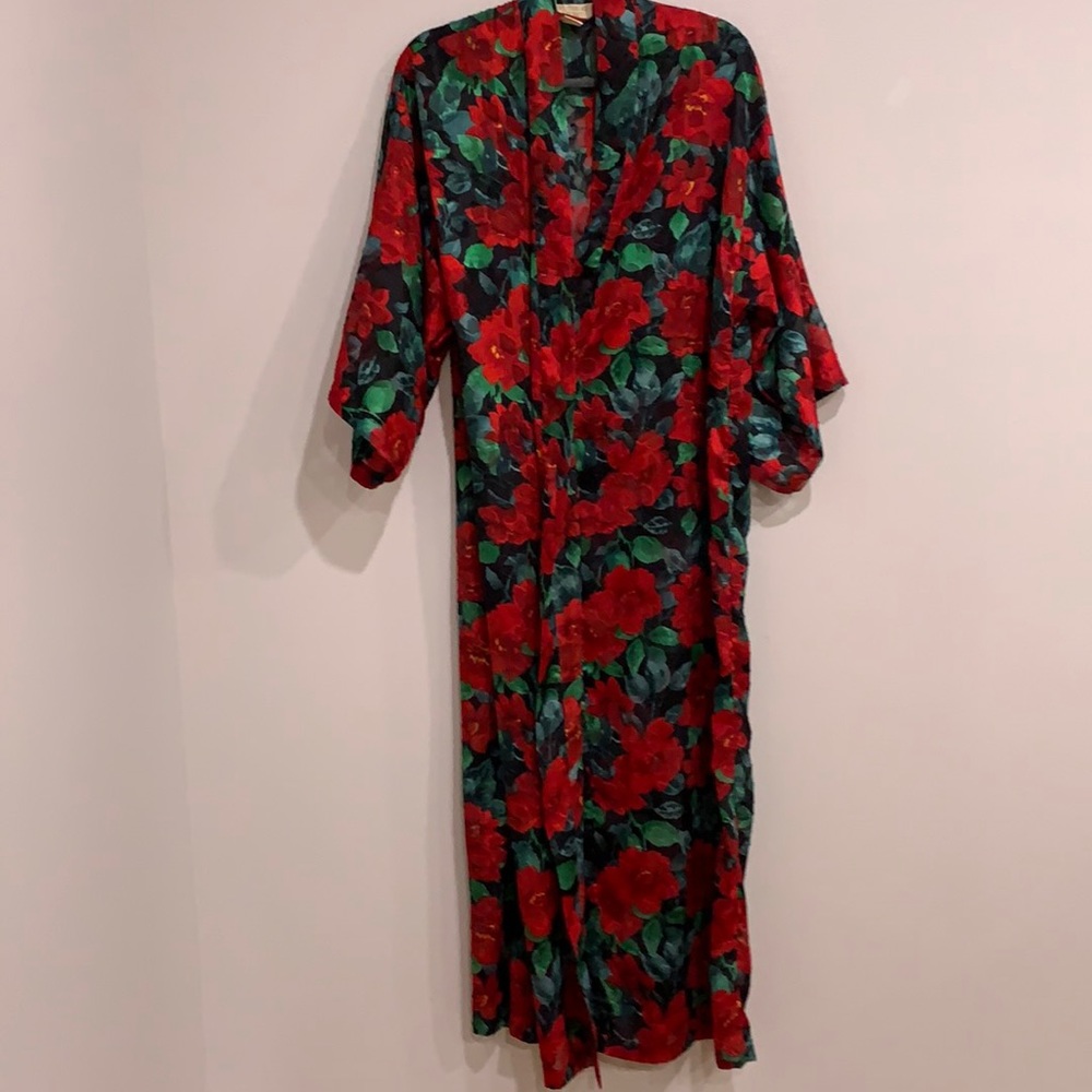 Victoria Secret Vintage Gold Label Floral Sheath Robe